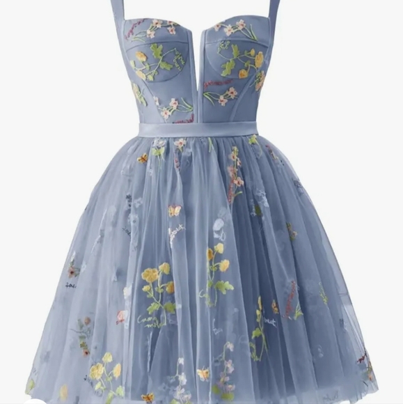 Wchecalino Women's Short Homecoming Dresses 2024 Flower Embroidery Tulle Prom Dr - Picture 1 of 9